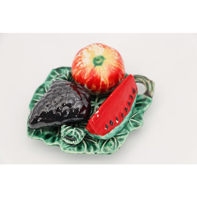 Trompe l'Oeil Vine Leaf With Fruits, Portuguese, 1900s For Sale - Image 10 of 16