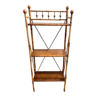 Early 20th Century Victorian English Burnt Bamboo Bookshelf For Sale