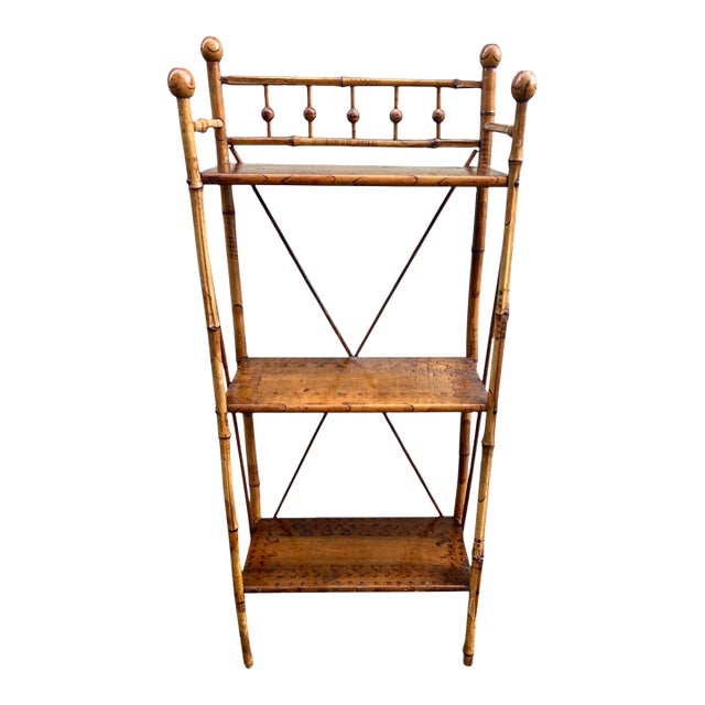 Early 20th Century Victorian English Burnt Bamboo Bookshelf For Sale