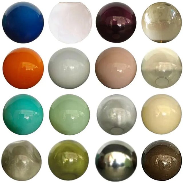 Alabaster Bespoke Italian Alabaster White Murano Glass Brass Curved Globe Chandelier For Sale - Image 8 of 12