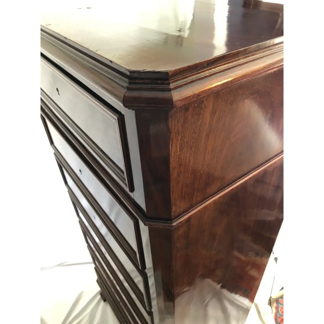 Wood French Empire Mahogany Secretaire or Secretary Chest or Biedermeier Drop Front Desk For Sale - Image 7 of 14