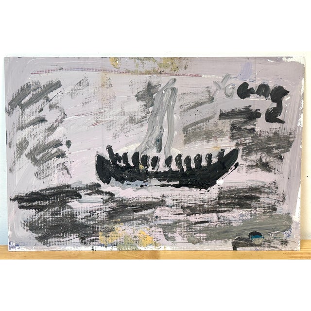 Purvis Young Exodus Boat with Figures, Miami, 1980s House paint on found political campaign board 24" W × 16" H This...
