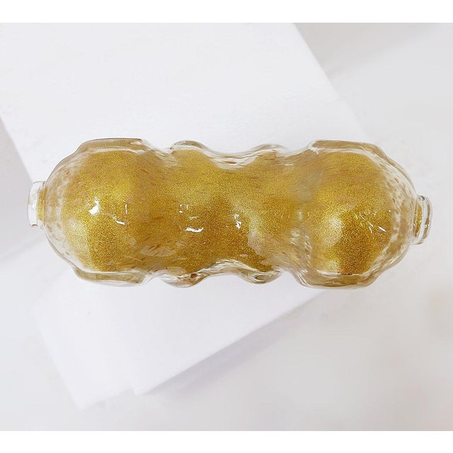 Vintage Clear Art Glass Figurine with Gold Glitter, 1990s For Sale - Image 4 of 15
