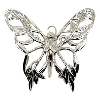 1990s John Hardy Estate Ladies Butterfly Brooch & Scarf Clip Rhodium Plated For Sale