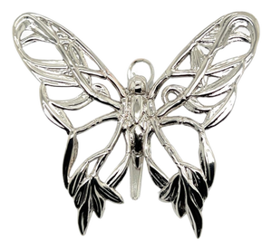 1990s John Hardy Estate Ladies Butterfly Brooch & Scarf Clip Rhodium Plated