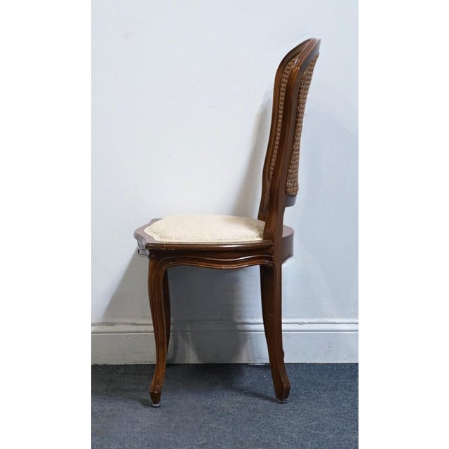 Wood High End Vintage Country French Provincial Solid Cherry Cane Back Dining Side Chair For Sale - Image 7 of 9