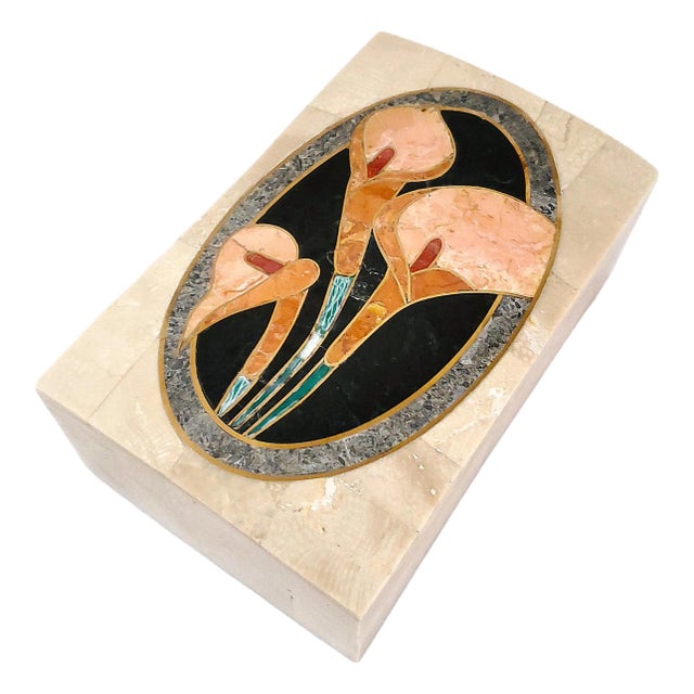 Box Jewelry Flowers Marble Inlay For Sale