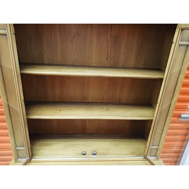 1960s 1963 Drexel Meridian Pecan & Walnut China Hutch For Sale - Image 5 of 12