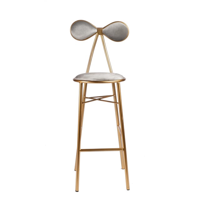 2010s Modern Gold Bow Bar Chair For Sale - Image 5 of 5