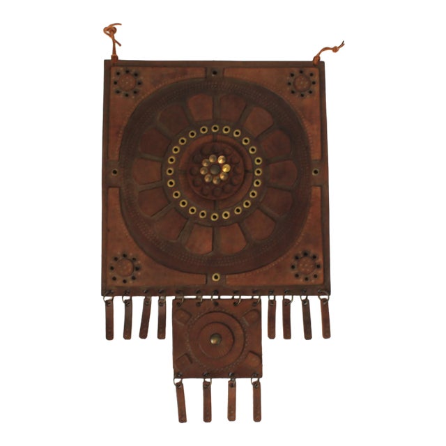 Vintage Handmade Leather Wall Hanging Art For Sale
