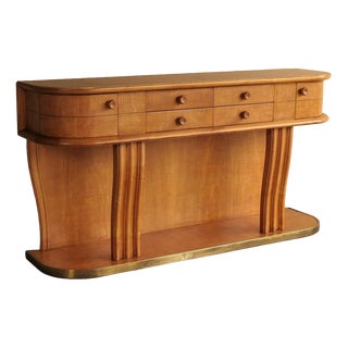 Maple and Brass Console For Sale