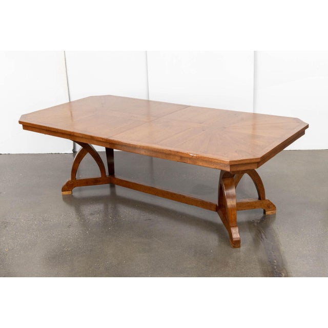 Modern Walnut Octagonal Extending Dining Table For Sale - Image 14 of 17