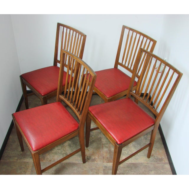 Modern Vintage Chairs in Oak and Eco-Leather, 1960s, Set of 4 For Sale - Image 3 of 9