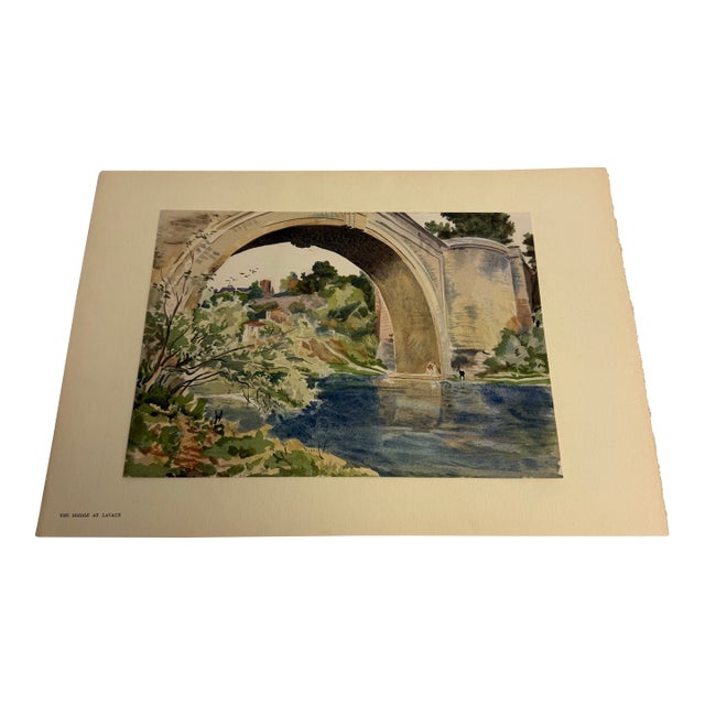 Antique French Bridge Watercolor Replica For Sale