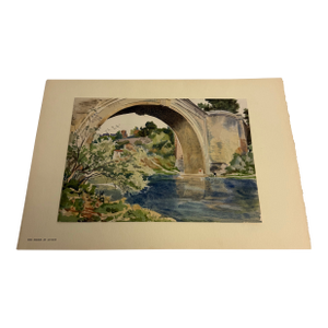 Antique French Bridge Watercolor Replica