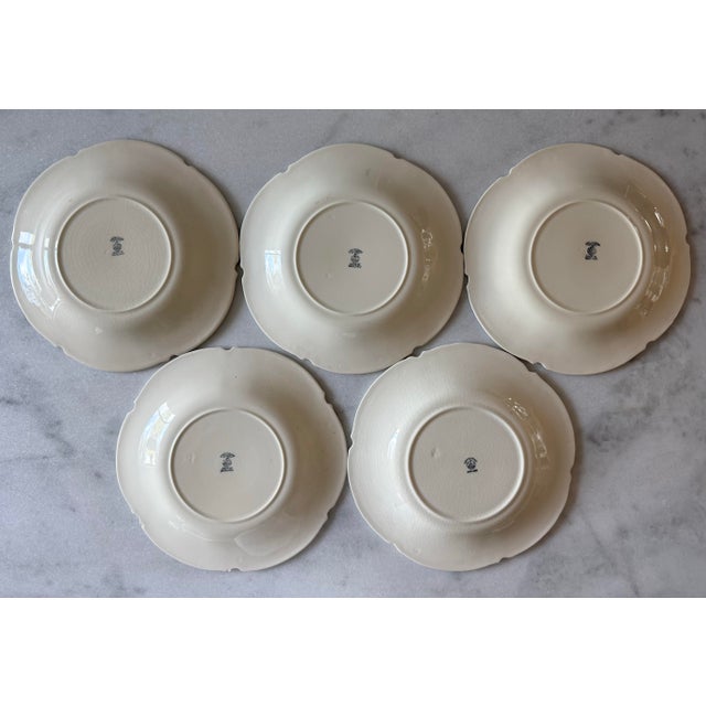 Green Set of 7 Vintage George Jones & Sons Crescent Hand Painted Salad Plates For Sale - Image 8 of 11