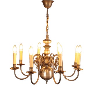 Antique Bronze Eight-Arm Chandelier For Sale