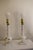 Mid Century Italian Marble & Hand-Painted Blown Milk Glass Table Lamps With Original Shades - A Pair For Sale - Image 9 of 12