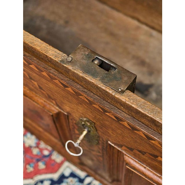 Antique Inlaid Oak Chest, 1700s For Sale - Image 9 of 12