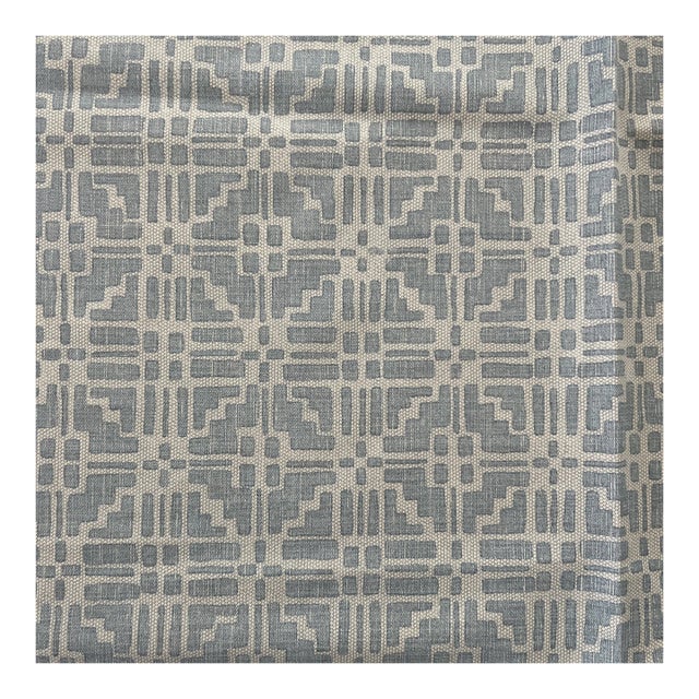 Fermoie Designer Pale Sky Blue Linen Cotton Fabric- 1 3/4 Yards For Sale