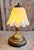 Metal Vintage Table Lamp with Metal Base and Relief Glass Shade, 2000s For Sale - Image 7 of 7