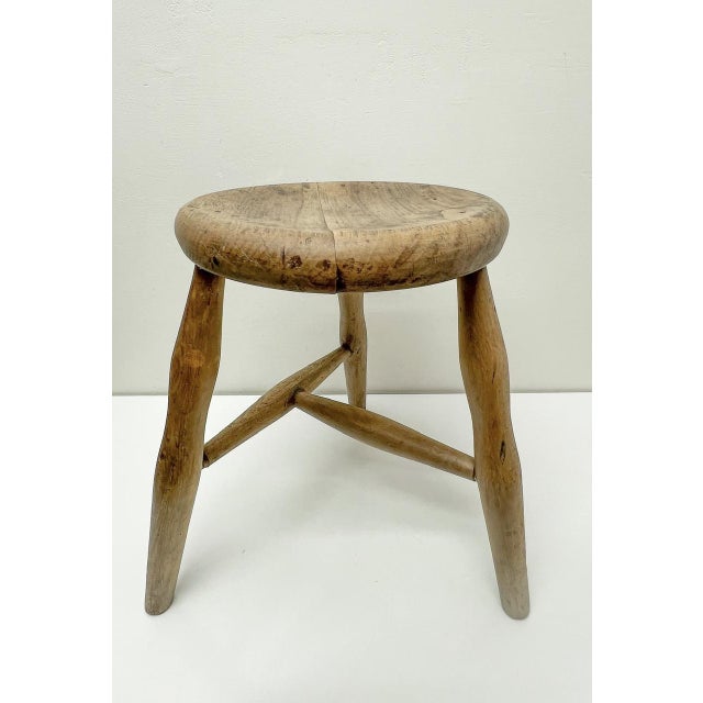 Mid-Century Modern French Wooden Workshop Stool, 1940s For Sale - Image 4 of 10