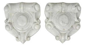 Antique Neoclassical Carved Marble Mantel Keystone Architectural Element - Pair