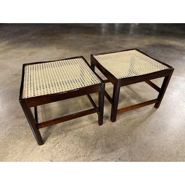 Pair of Brazilian Modern Stools in Rosewood and Cane, Liceu De Artes, 1960s For Sale - Image 10 of 15