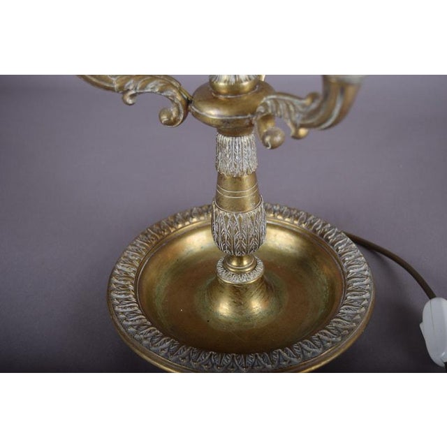 Antique Brass Bouillotte Lamp, Three-Arm Candelabra Form — French, 19th Century For Sale - Image 10 of 13