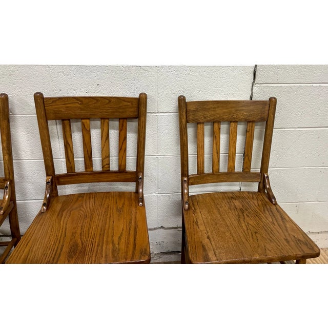 Early 20th Century Vintage Oak Slat Back Pub Chairs Dining Chairs - Set of 6 For Sale - Image 5 of 8