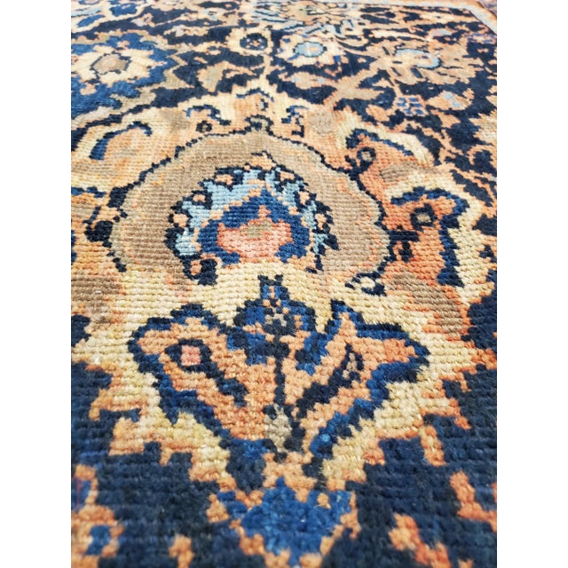 American Late 19th Century Antique Persian Sultanabad Handmade Oriental Rug in Navy Blue, Rust, Gold For Sale - Image 3 of 10