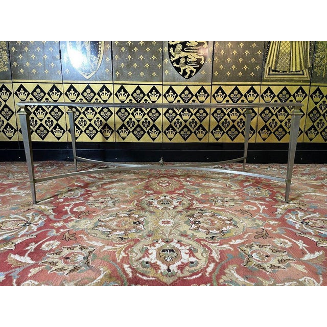 Neoclassical Coffee Table in Metal, Brass and Glass For Sale - Image 3 of 7
