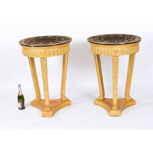 Vintage Giltwood Specimen Marble Occasional Tables, Set of 2 For Sale - Image 13 of 14
