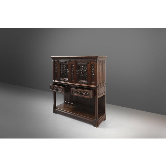 Neo-Gothic Cabinet in Oak with Hidden Storage, France, 1850s For Sale - Image 14 of 18
