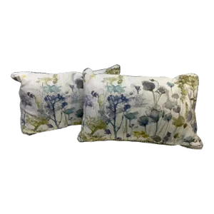 Large Bolster Pillows With a Modern Watercolor-Like Floral Print, Made in U K- a Pair