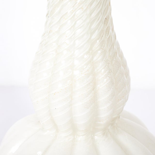 Pair of Mid-Century Modern Hand-Blown Murano Fluted Off White Glass Table Lamps For Sale - Image 11 of 16