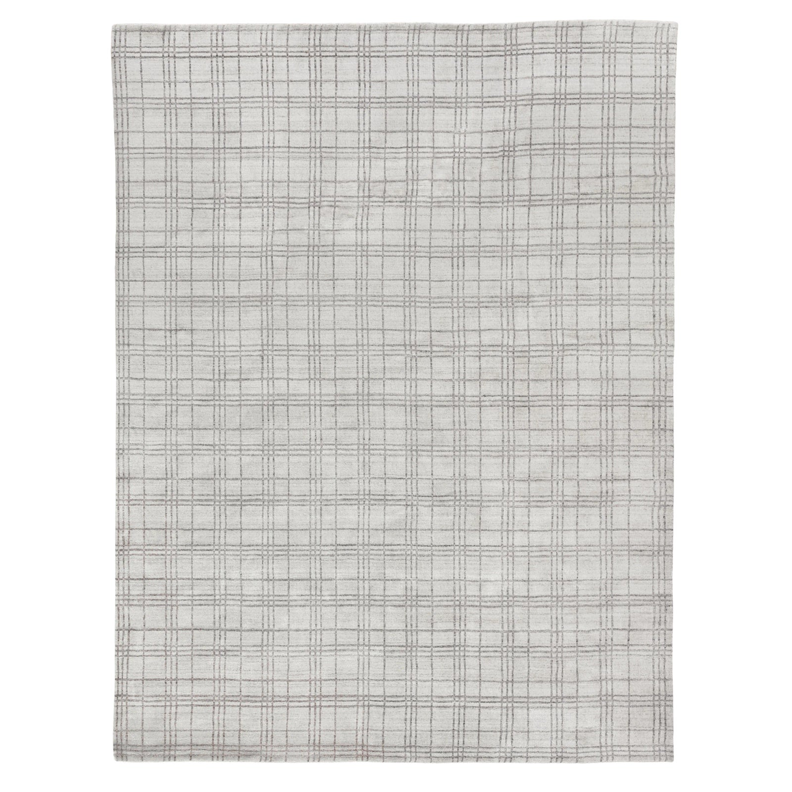 Cambridge Hand loom Bamboo/Silk White/Silver/Gray Rug-9'x12