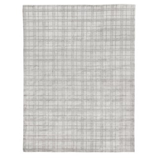 Cambridge Hand loom Bamboo/Silk White/Silver/Gray Rug-9'x12" For Sale
