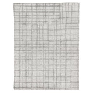 Cambridge Hand loom Bamboo/Silk White/Silver/Gray Rug-9'x12" For Sale