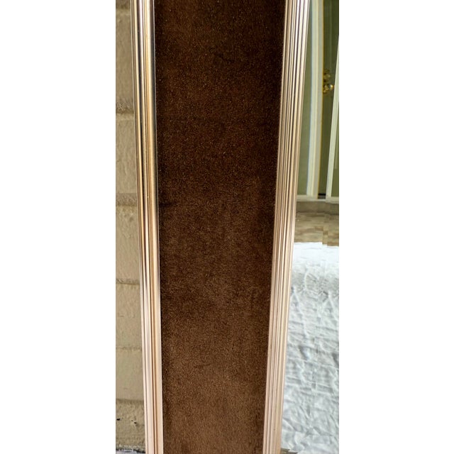 Chocolate LaBarge Brass & Chocolate Suede Mirror - Hollywood Regency "Jewel Box" Style For Sale - Image 8 of 12