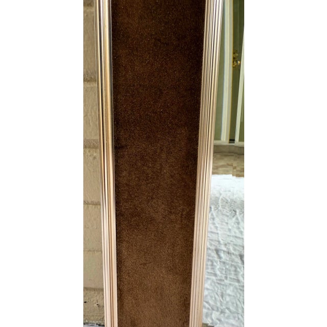 Chocolate Vintage LaBarge Italian Brass and Suede Wall Mirror For Sale - Image 8 of 12