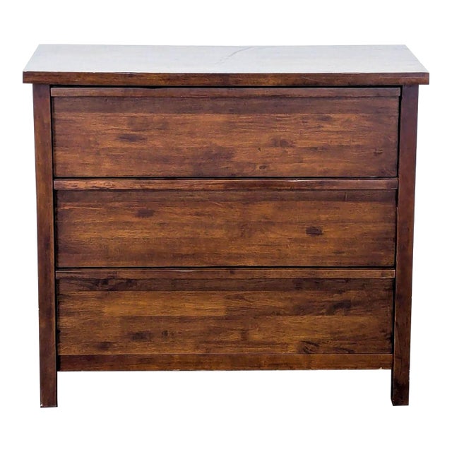 Solid Wood 3-Drawer Dresser in Rich Brown Finish For Sale