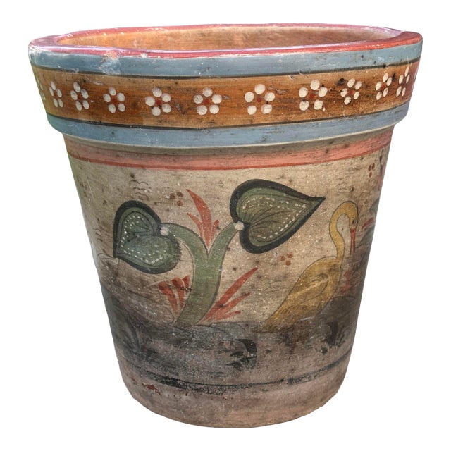 Vintage Tonala Mexico Ceramic Large Planter Pot For Sale