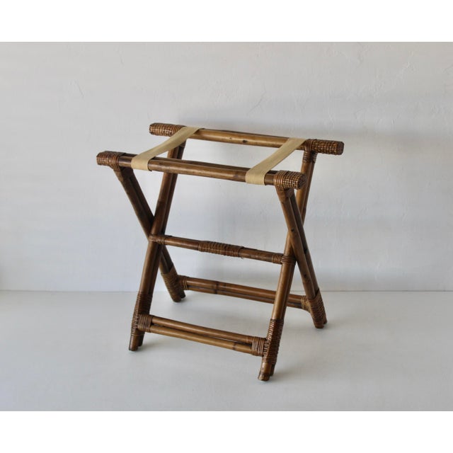 Vintage Bamboo Luggage Rack Stand Willow Reed Details Mid-Century Modern For Sale In Miami - Image 6 of 18