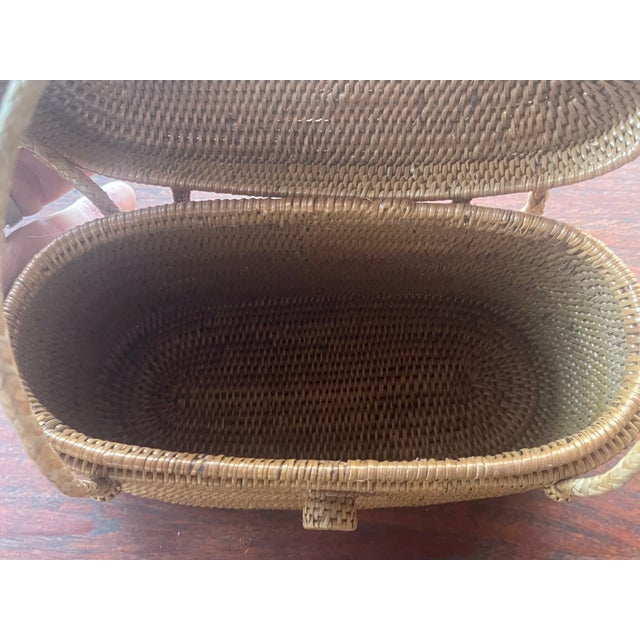 Beige Vintage Boho Petite Rattan Wicker Purse For Sale - Image 8 of 9