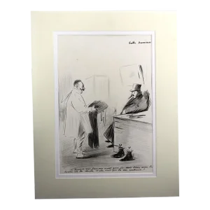 Jean-Louis Forain Ink and Wash on Paper Caricature Drawing, Entre Hommes
