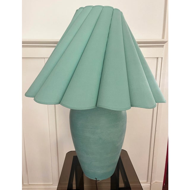 1980s Harris Postmodern Malibu Lamp With Scalloped Shade Chairish