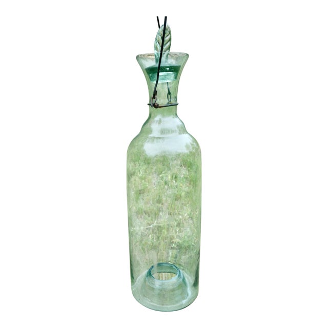 Vint. French Glass Bug Trap, Pale Green W/Stopper For Sale