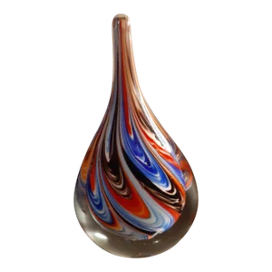 1980s Millifiore Tear Drop Art Glass Paper Weight