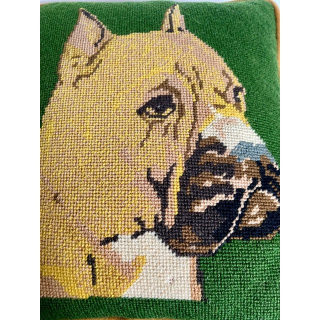 Textile Needlepoint Dog Decorative Throw Pillow For Sale - Image 7 of 7